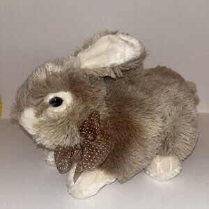 Dan Dee Bunny Rabbit Beige & Cream Stuffed Plush Animal Toy 14” Polka Dot Bow